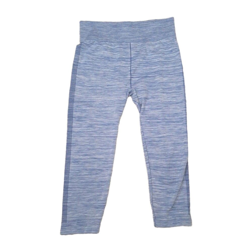 AIMEE LYNN SEAMLESS LEGGINGS BLUE HEATHERED SPACE DYE CAPRI CROPPED PANTS WOMENS